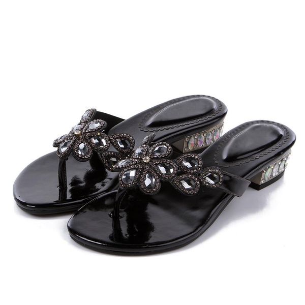 slippers women thick low heel flip-flops hollow rhinestone diamonds comfortable, Black
slippers women thick low heel flip-flops hollow rhinestone diamonds comfortable, Black