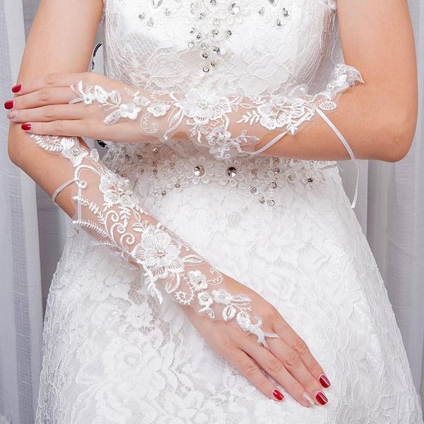 bridal gloves bride wedding lace applique miwhite long section slim simple for accessories, White
bridal gloves bride wedding lace applique miwhite long section slim simple for accessories, White