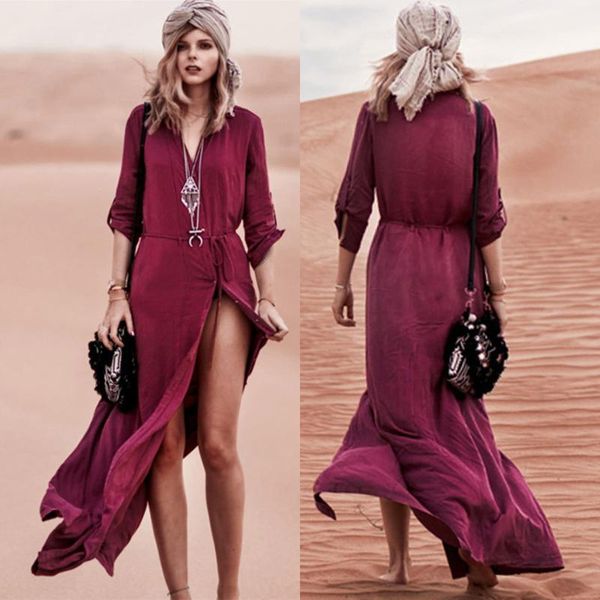 women tunic beach dress wine red 2021 summer open slit sashes long bikinis cover up slim wear femme sarong robe de plage women's swimwe, White;black
women tunic beach dress wine red 2021 summer open slit sashes long bikinis cover up slim wear femme sarong robe de plage women's swimwe, White;black