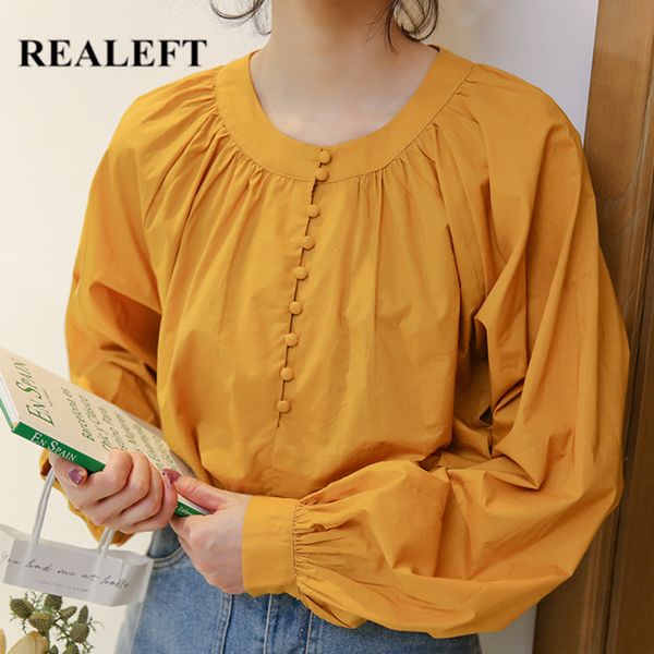 autumn chic women's shirts blouses vintage lantern sleeve o-neck button female loose korean style 210428, White
autumn chic women's shirts blouses vintage lantern sleeve o-neck button female loose korean style 210428, White