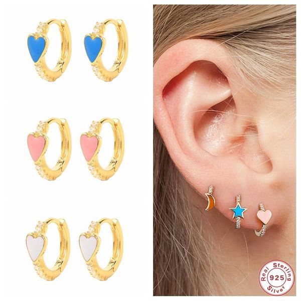 hoop & huggie gs 925 sterling silver colorful enamel heart earrings valentine's gift for her clear zircon pave piercing, Golden;silver
hoop & huggie gs 925 sterling silver colorful enamel heart earrings valentine's gift for her clear zircon pave piercing, Golden;silver