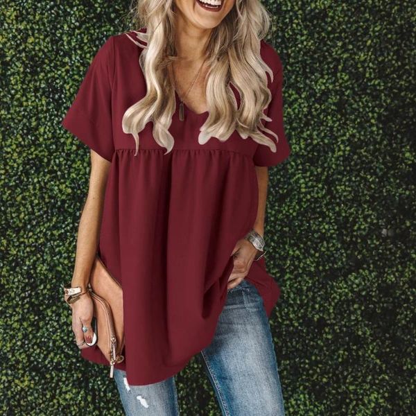 women's blouses & shirts women short sleeve blouse 2021 summer female fashion casual loose solid color v neck pleated clothes ladies, White
women's blouses & shirts women short sleeve blouse 2021 summer female fashion casual loose solid color v neck pleated clothes ladies, White