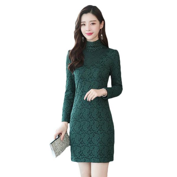 casual dresses 2021 autumn winter women large size plus velvet thickening dress solid color turtleneck slim wild lace lq534, Black;gray
casual dresses 2021 autumn winter women large size plus velvet thickening dress solid color turtleneck slim wild lace lq534, Black;gray