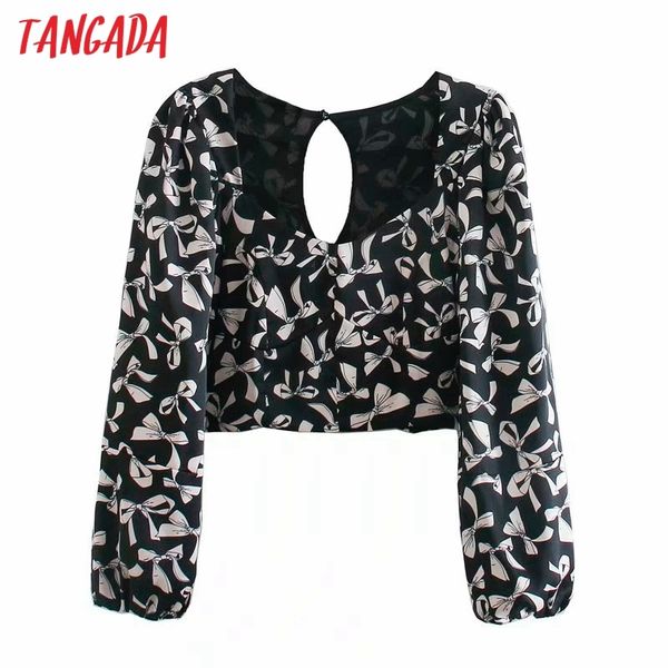 women retro bow print crop back zipper long sleeve chic female slim shirt 3d19 210416, White
women retro bow print crop back zipper long sleeve chic female slim shirt 3d19 210416, White