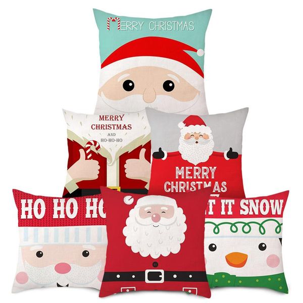cushion/decorative pillow cushion cover christmas cute cartoon doodle pattern style linen pillows sofa bed decorative home 45x45