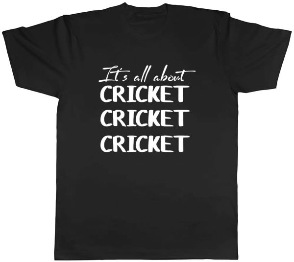 It's all about Cricket Mens Unisex T-Shirt Tee, White;black