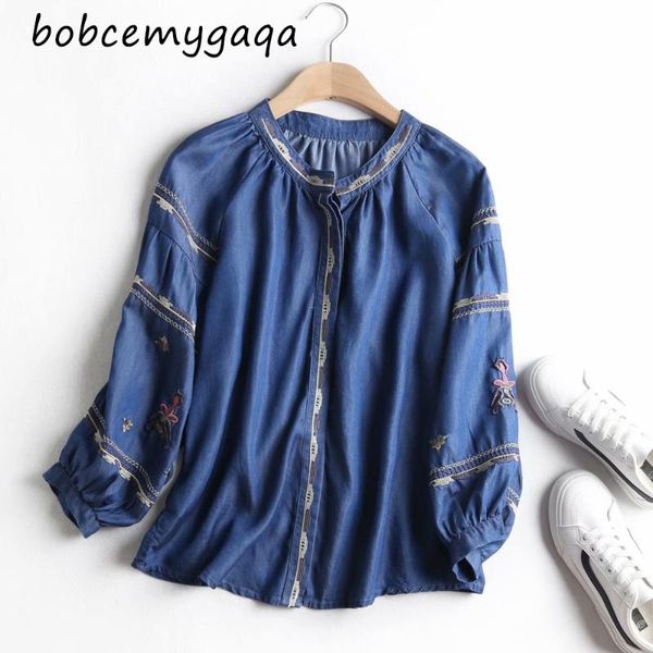 women's blouses & shirts long lantern sleeves denim shirt blouse women embroidery soft jeans blue cute cotton blusas mujer young style, White
women's blouses & shirts long lantern sleeves denim shirt blouse women embroidery soft jeans blue cute cotton blusas mujer young style, White