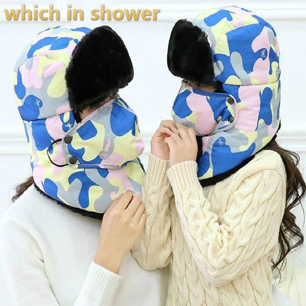 berets camo bomber hat for women girl thickened neck warmer winter scarf mask ear flap cap men outdoor windproof earflap gorras, Blue;gray
berets camo bomber hat for women girl thickened neck warmer winter scarf mask ear flap cap men outdoor windproof earflap gorras, Blue;gray