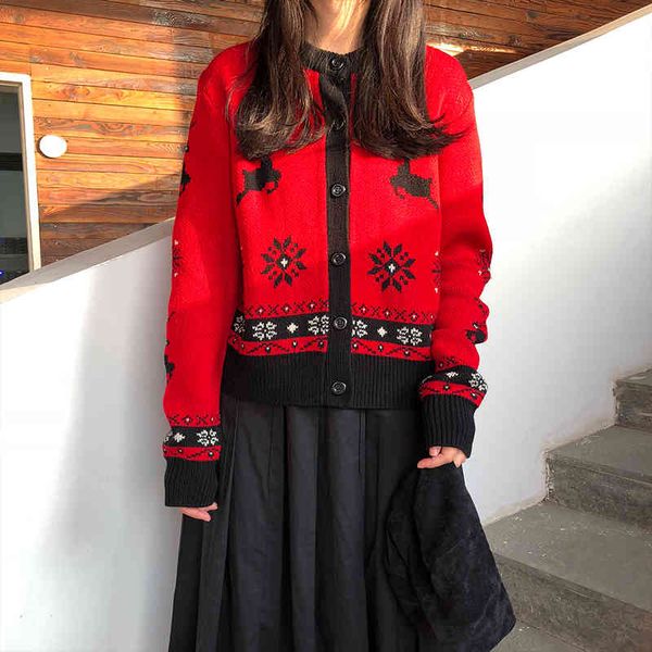 jxmyy korean version ins christmas snowflake thick sweater cardigan women's round neck loose all-match knitted jacket 210412, White;black
jxmyy korean version ins christmas snowflake thick sweater cardigan women's round neck loose all-match knitted jacket 210412, White;black