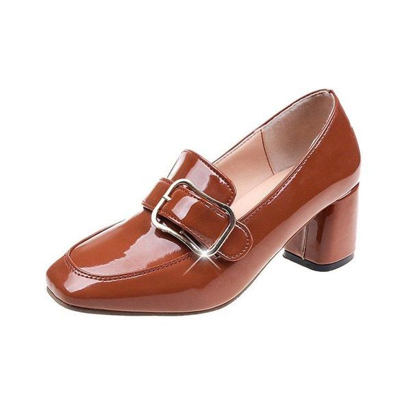 style rough-heeled square-toed single shoes square-buttoned womens high-heeled medium-heeled leather women dress, Black
style rough-heeled square-toed single shoes square-buttoned womens high-heeled medium-heeled leather women dress, Black