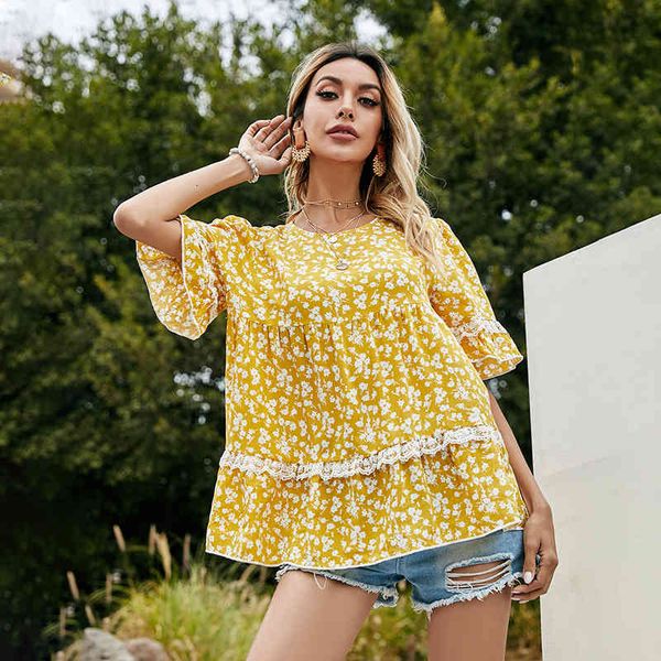 tracksuits sweet yellow floral print women summer casual o neck short butterfly sleeve elegant ladies chic ruffles t shirts, Gray
tracksuits sweet yellow floral print women summer casual o neck short butterfly sleeve elegant ladies chic ruffles t shirts, Gray