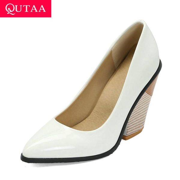 dress shoes qutaa 2021 thick heel shallow single fashion pointed toe ladies pumps spring pu leather slip on women size 34-43, Black
dress shoes qutaa 2021 thick heel shallow single fashion pointed toe ladies pumps spring pu leather slip on women size 34-43, Black