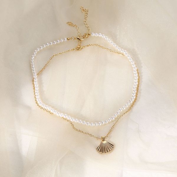 double layer pearl shell choker necklace for women bohemia summer vacation beach scallop necklaces ocean girl's jewelry, Silver
double layer pearl shell choker necklace for women bohemia summer vacation beach scallop necklaces ocean girl's jewelry, Silver