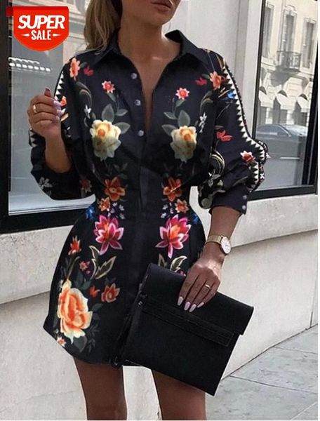 women's floral printed lantern sleeve dress summer fashion wild casual slim waisted button lapel fit flare shirt mini #8f02, White;black
women's floral printed lantern sleeve dress summer fashion wild casual slim waisted button lapel fit flare shirt mini #8f02, White;black