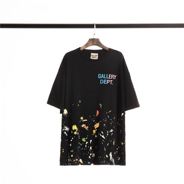 high edition summer new gallery dept splash ink starry sky fireworks ins high street round neck loose short sleeve t-shirtbf11, White;black