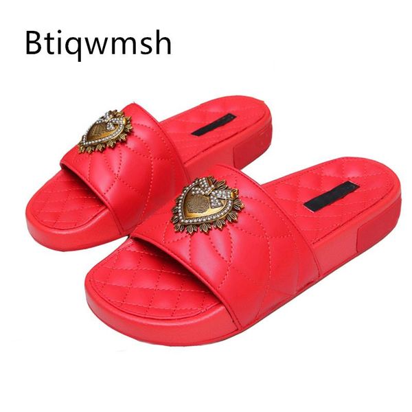 red soft real leather sandals woman open toe metal heart decor thick bottom flat shoes beach slippers, Black
red soft real leather sandals woman open toe metal heart decor thick bottom flat shoes beach slippers, Black