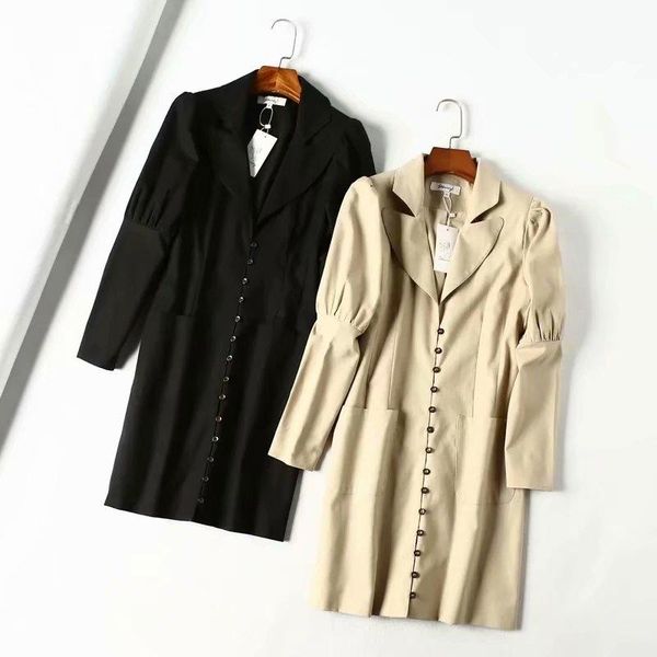 autumn women dress buttons solid notched neck long sleeves above knee female fashion casual clothes dresses, Black;gray
autumn women dress buttons solid notched neck long sleeves above knee female fashion casual clothes dresses, Black;gray