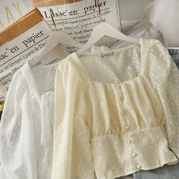 women's blouses & shirts women blouse woman long sleeve blusas elegant french chic womens chiffon crop 2022 spring drop, White
women's blouses & shirts women blouse woman long sleeve blusas elegant french chic womens chiffon crop 2022 spring drop, White
