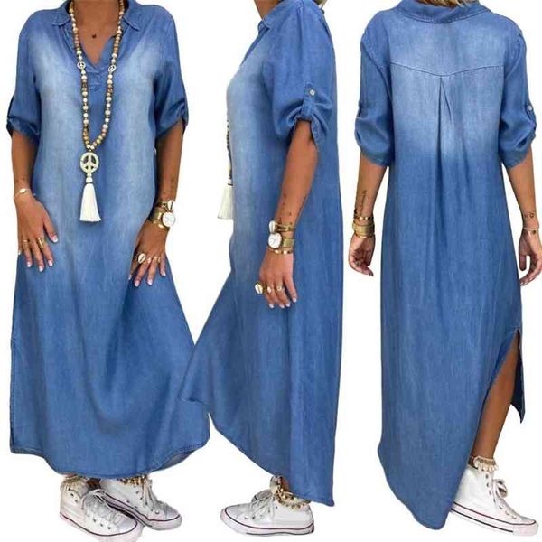 70% off outlet online women plus size dress vintage summer neck half sleeve side slitting hem loose long denim dress, Black;gray
70% off outlet online women plus size dress vintage summer neck half sleeve side slitting hem loose long denim dress, Black;gray