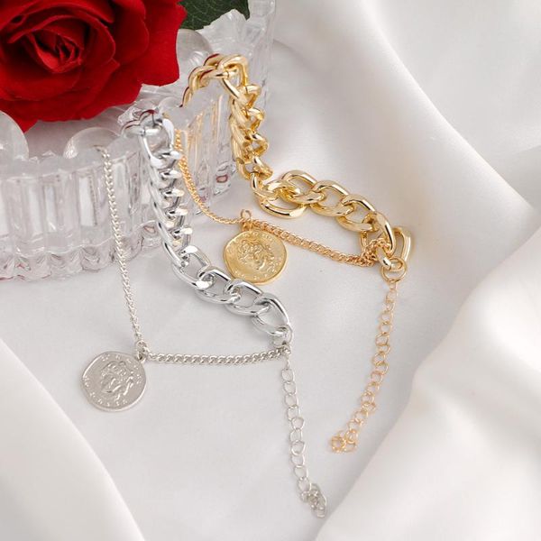 link, chain vintage multi-layer coin choker bracelets for women gold silver color fashion portrait chunky jewelry, Black
link, chain vintage multi-layer coin choker bracelets for women gold silver color fashion portrait chunky jewelry, Black