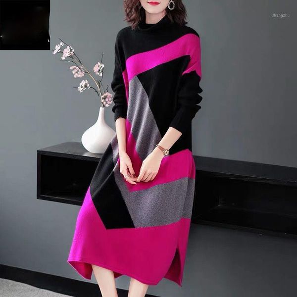 casual dresses oversized knitted sweater dress autumn 2021 long sleeve elegant warm winter turtleneck color block women x354, Black;gray
casual dresses oversized knitted sweater dress autumn 2021 long sleeve elegant warm winter turtleneck color block women x354, Black;gray