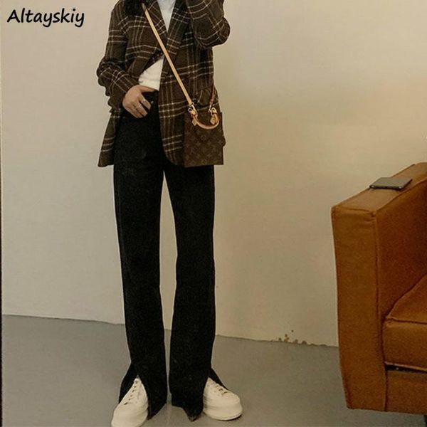 straight jeans front slit elegant streetwear high waist denim black full length bottom fashion female korean style chic trousers women', Blue
straight jeans front slit elegant streetwear high waist denim black full length bottom fashion female korean style chic trousers women', Blue