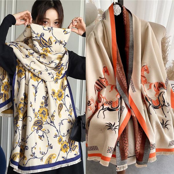 scarves 2021 women winter cashmere pashmina scarf shawl luxury print thick warm blanket hijab bufanda 180*65cm headkerchief, Blue;gray
scarves 2021 women winter cashmere pashmina scarf shawl luxury print thick warm blanket hijab bufanda 180*65cm headkerchief, Blue;gray