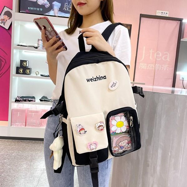 school bags kawaii badge pin fashion women's backpack multi-pocket large-capacity student schoolbag contrast color travel
school bags kawaii badge pin fashion women's backpack multi-pocket large-capacity student schoolbag contrast color travel