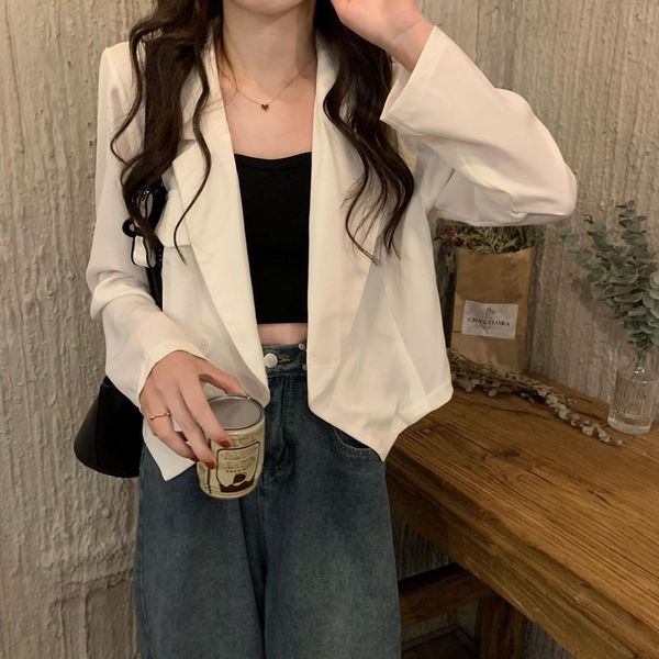 women's suits & blazers 2021 autumn winter fashion street style slim for office lady short straight single breasted turn-down collar, White;black
women's suits & blazers 2021 autumn winter fashion street style slim for office lady short straight single breasted turn-down collar, White;black