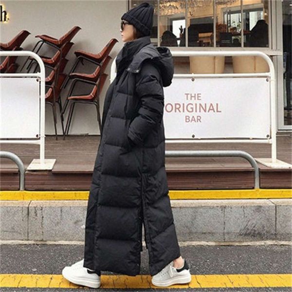 thickened ankle lengthened knee length down cotton padded women's hooded loose, Black
thickened ankle lengthened knee length down cotton padded women's hooded loose, Black