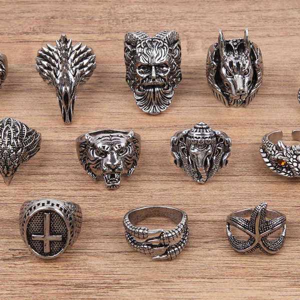 vintage gothic wolf head ring men bull skull spider eagle lion dragon cross snake punk jewelry evil eye ball gift, Silver
vintage gothic wolf head ring men bull skull spider eagle lion dragon cross snake punk jewelry evil eye ball gift, Silver
