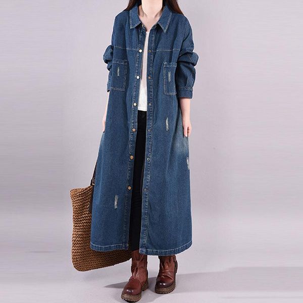 women's trench coats 2021 big size loose single breasted denim coat women vintage solid color long windbreaker female cardigan outerwea, Tan;black
women's trench coats 2021 big size loose single breasted denim coat women vintage solid color long windbreaker female cardigan outerwea, Tan;black