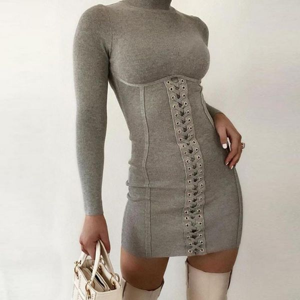 women autumn winter dress turtle neck slim robe female bandage bodycon tunic vestids knitted sweater dresses casual, Black;gray
women autumn winter dress turtle neck slim robe female bandage bodycon tunic vestids knitted sweater dresses casual, Black;gray