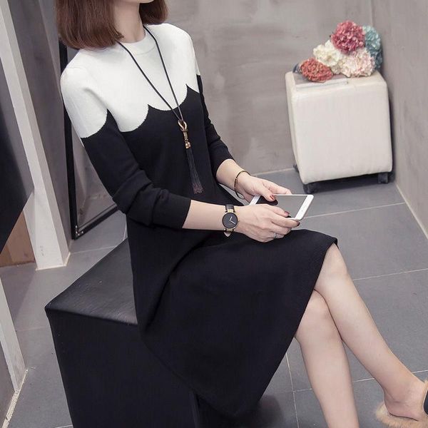 casual dresses sweater women's mid-length autumn and winter plus size fashion knitted dress bottoming shirt hit colors o neck elegant r, Black;gray
casual dresses sweater women's mid-length autumn and winter plus size fashion knitted dress bottoming shirt hit colors o neck elegant r, Black;gray