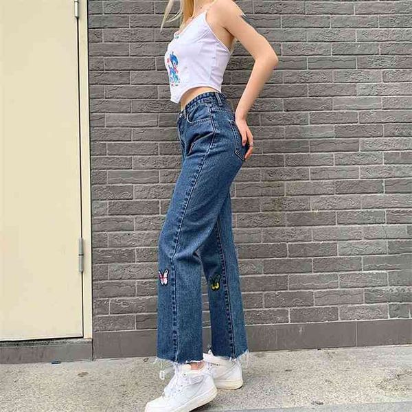 weekeep butterfly embroidery womens high waist streetwear pants young ladies europe fashion straight summer jeans, Blue
weekeep butterfly embroidery womens high waist streetwear pants young ladies europe fashion straight summer jeans, Blue