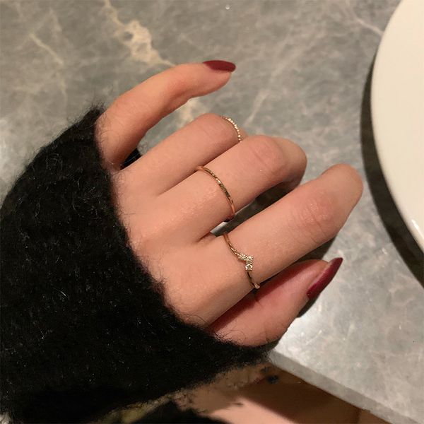 three piece set women's fashion net red simple personality versatile little index finger ring women, Silver
three piece set women's fashion net red simple personality versatile little index finger ring women, Silver