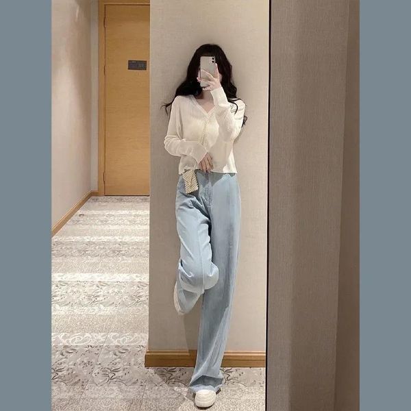 women's two piece pants early autumn women jeans shirt suits salt is worn for reduction and sweet street fashion summer, White
women's two piece pants early autumn women jeans shirt suits salt is worn for reduction and sweet street fashion summer, White