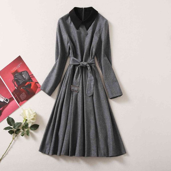 casual dresses european and american women's wear winter style long sleeve lapel lace-up fashion pleated tweed dress g69q, Black;gray
casual dresses european and american women's wear winter style long sleeve lapel lace-up fashion pleated tweed dress g69q, Black;gray
