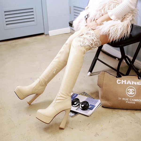 boots platform over the knee women round toe thigh high female booties mesh winter shoes woman warm plus size 43, Black
boots platform over the knee women round toe thigh high female booties mesh winter shoes woman warm plus size 43, Black