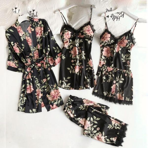 women's sleepwear 5pc lace satin robe bathrobe trousers shorts lingerie set pajamas casual loose nightgown womens nightwear1 3bd9, Black;red
women's sleepwear 5pc lace satin robe bathrobe trousers shorts lingerie set pajamas casual loose nightgown womens nightwear1 3bd9, Black;red