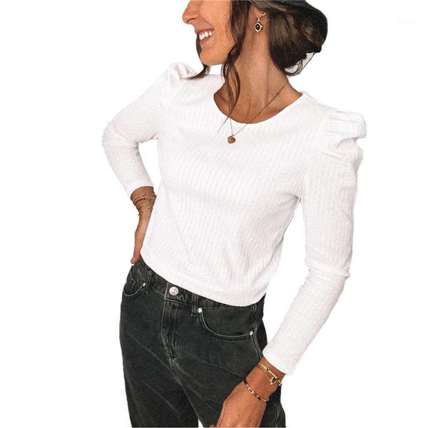 women long sleeve solid color puff round neck fashion knitwear for ladies korean casual pullover women's sweaters, White;black
women long sleeve solid color puff round neck fashion knitwear for ladies korean casual pullover women's sweaters, White;black