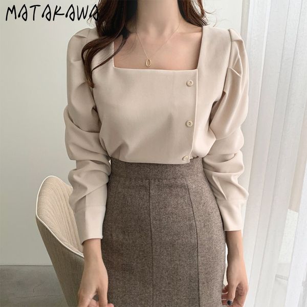 matakawa fashion wild bottoming blusas retro square collar bubble sleeve spring and autumn women blouses 210513, White
matakawa fashion wild bottoming blusas retro square collar bubble sleeve spring and autumn women blouses 210513, White
