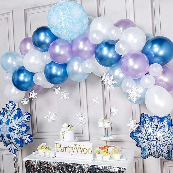 party decoration 69pcs kids birthday suppliers snowflake foil balloons garland arch kit christmas winter home background