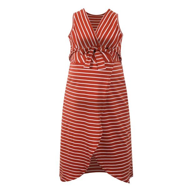 maternity dresses summer dress sleeveless striped belt breastfeeding, White