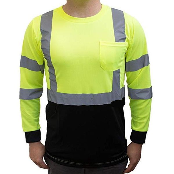 running jackets men's sports reflective safety stripe round collar t-shirt outdoor long sleeve high visibility road work tee workwear, Black;red
running jackets men's sports reflective safety stripe round collar t-shirt outdoor long sleeve high visibility road work tee workwear, Black;red