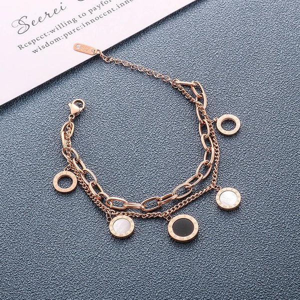 black and white shell round digital double-layer titanium steel bracelet female handmade fashion jewelry link, chain
black and white shell round digital double-layer titanium steel bracelet female handmade fashion jewelry link, chain