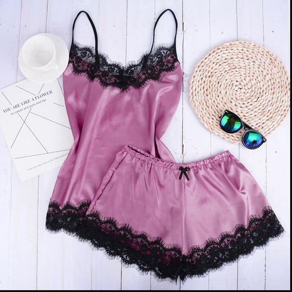 s 3xl size satin womens sleepwears pajama set black lace v neck pyjamas sleeveless cute cami and short, Black;red
s 3xl size satin womens sleepwears pajama set black lace v neck pyjamas sleeveless cute cami and short, Black;red