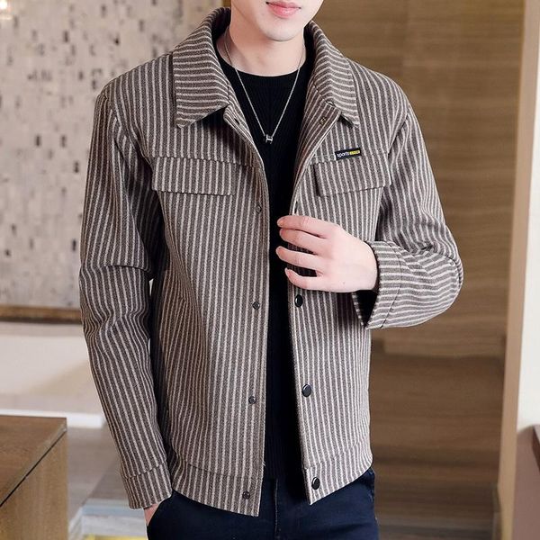 men's wool & blends autumn 2022 winter fashion men thick coat turn-down collar male striped warm outwear jacket casual loose utwear b63, Black
men's wool & blends autumn 2022 winter fashion men thick coat turn-down collar male striped warm outwear jacket casual loose utwear b63, Black