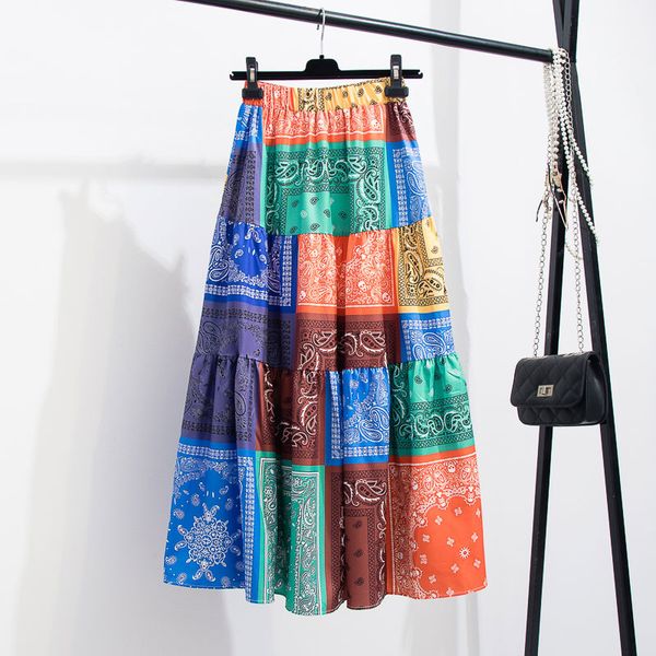 contrast print stitching skirt holiday style totem floral loose high waist elastic all-match women's clothing party skirts 210510, Black
contrast print stitching skirt holiday style totem floral loose high waist elastic all-match women's clothing party skirts 210510, Black