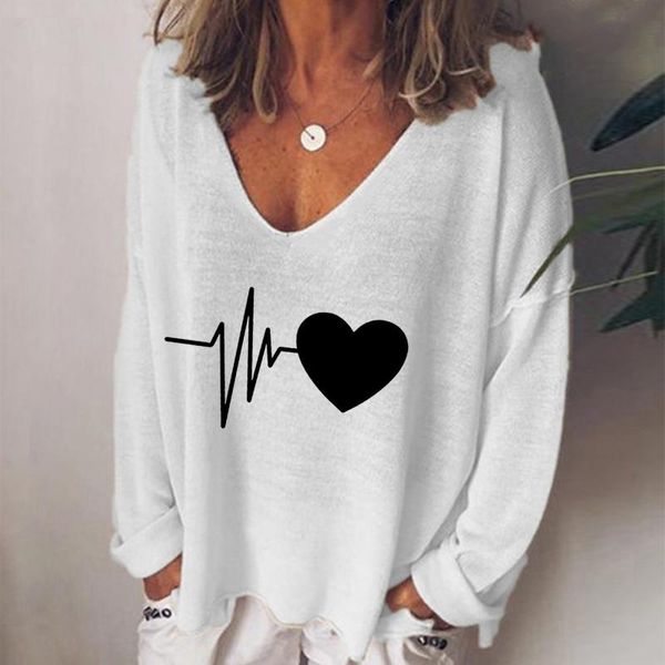 women's t-shirt plus size casual loose love heart print v-neck fashion pullover female tshirts beach home women clothing, White
women's t-shirt plus size casual loose love heart print v-neck fashion pullover female tshirts beach home women clothing, White
